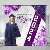 Aperturee - Floral Purple Custom Photo Graduation Party Backdrop